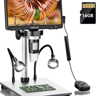 Microscopio Digital TOMLOV DM9 con Pantalla de 7 Pulgadas, 1080p y Aumento de 1200×